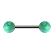 Micro Barbell schwarz mit zwei Kugeln Opal grün
