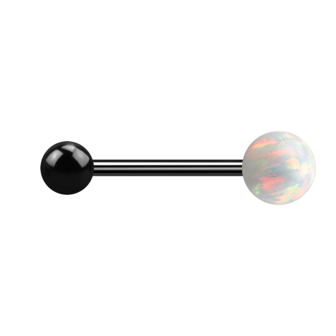 Micro barbell black with ball and ball opal white
