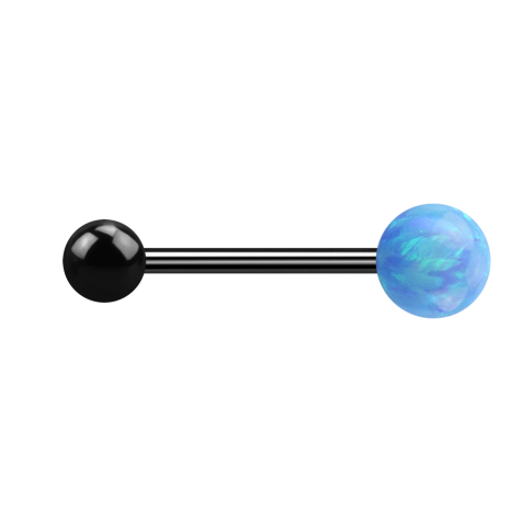 Micro barbell black with ball and ball opal light blue