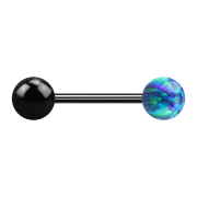 Micro Barbell schwarz mit Kugel und Kugel Opal blau