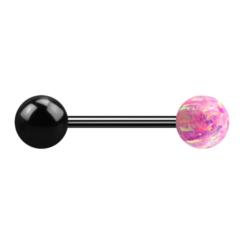 Micro barbell black with ball and ball opal pink