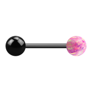 Micro Barbell schwarz mit Kugel und Kugel Opal pink