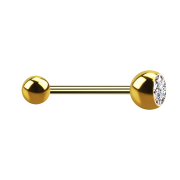Micro barbell gold-plated with ball and ball crystal silver