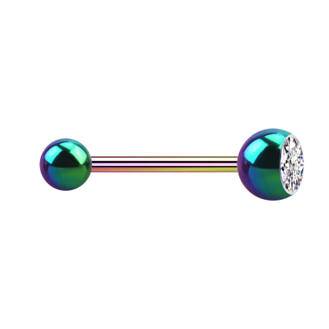 Micro Barbell colorato con sfera e cristallo argento