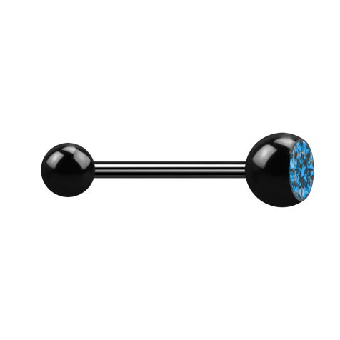 Micro Barbell noir avec boule et cristal boule bleu clair