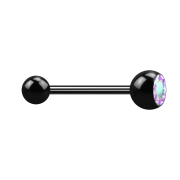 Micro barbell black with ball and ball crystal multicolor