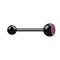 Micro Barbell noir avec boule et boule de cristal rose