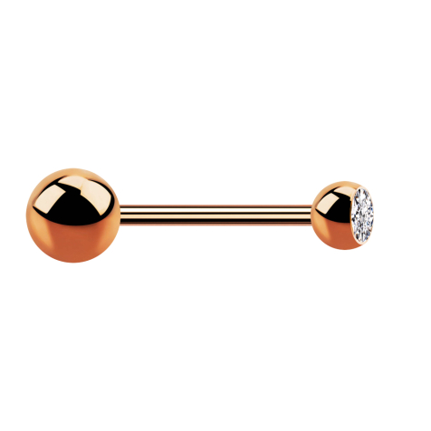 Micro Barbell or rose avec boule et cristal boule argenté