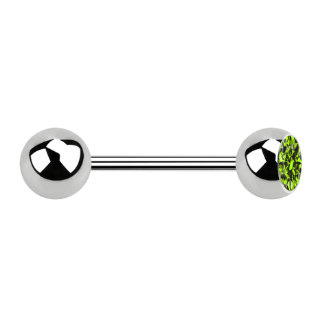 Micro barbell silver with ball and ball crystal light green