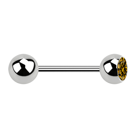Micro Barbell argent avec boule et boule de cristal topaze