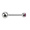 Micro Barbell argent avec boule et boule de cristal rose