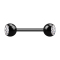 Micro barbell black with two silver crystal balls