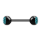 Micro barbell black with two aqua crystal balls