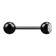 Micro barbell black with ball and balls crystal silver