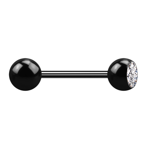 Micro Barbell noir avec boule et boules cristal argenté
