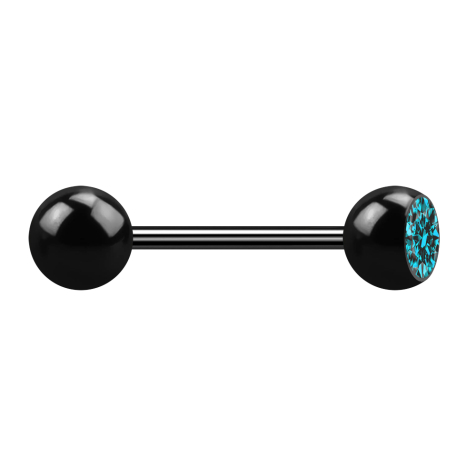 Micro Barbell schwarz mit Kugel und Kugeln Kristall aqua
