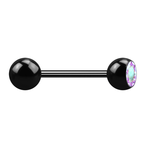 Micro barbell black with ball and balls crystal multicolor