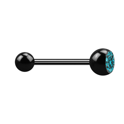 Micro barbell black with ball and ball crystal aqua