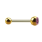 Micro Barbell doré avec boule et boule de cristal rose