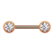 Barbell rosegold mit zwei Kugeln front Kristall silber