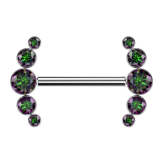 Threadless Barbell silber front fünf Kristalle...