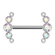 Threadless Barbell silber front fünf Kristalle...