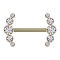 Threadless Barbell vergoldet front fünf Kristalle silber
