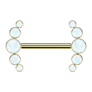 Barbell sans filetage plaqué or, cinq opales...