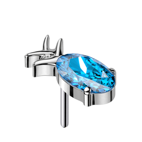 Threadless Ananas argento cristallo acquamarina