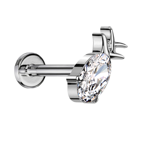 Micro Labret filettatura interna argento Ananas argento Cristallo argento