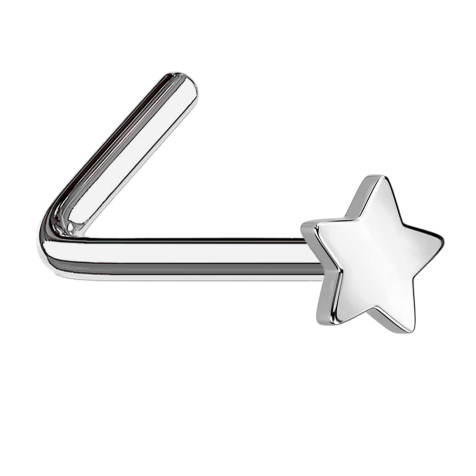 Angled silver nose stud with star