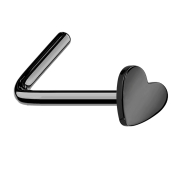 Clou doreille coudé noir avec cœur