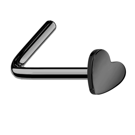 Clou doreille coudé noir avec cœur