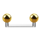 Surface barbell, flat, internal thread, silver with two gold-plated balls