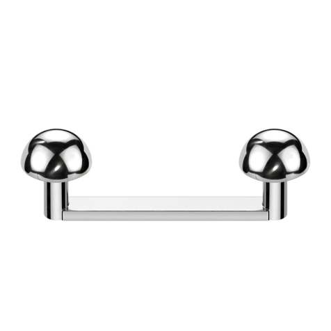 Surface barbell, flat, internal thread, silver, with two hemispheres, silver