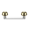 Surface barbell, flat, internal thread, silver with two gold-plated hemispheres
