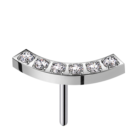 Threadless silber gebogen sechs Kristall silber