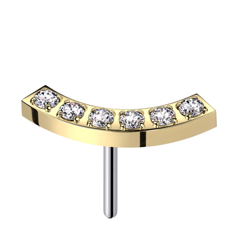 Threadless vergoldet gebogen sechs Kristall silber