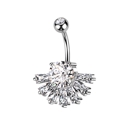 Banana silver with ball crystal silver and fan crystals baguette silver