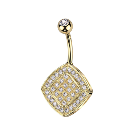 Gold-plated banana with silver ball crystal and silver rhombus crystals