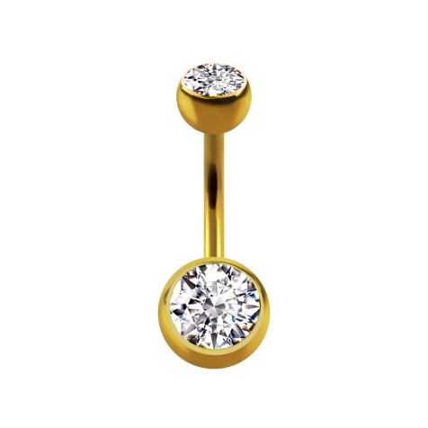 Banana placcata oro con due sfere di cristallo argento