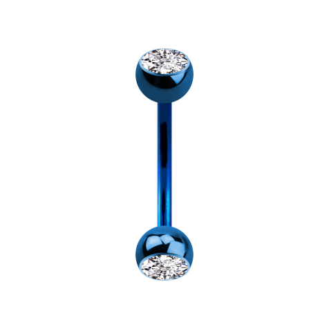 Micro banane bleu foncé avec deux boules et cristal argenté