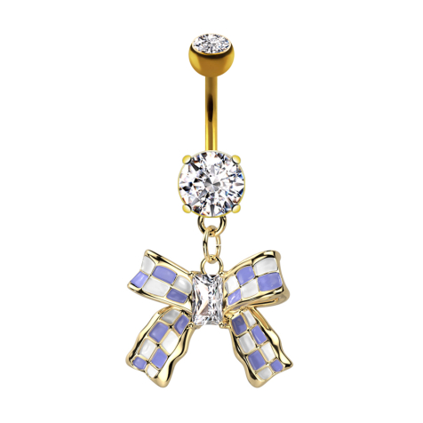 Banana placcata oro con cristallo a sfera pendente in argento con maglia a scacchiera