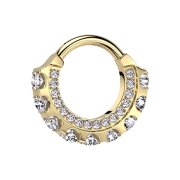 Micro segment ring hinged gold-plated front and side...