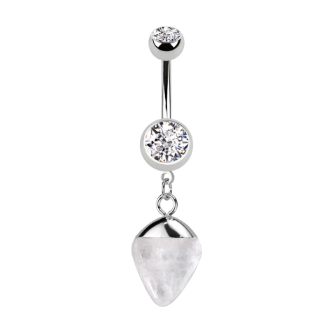 Banane argent avec pendentif goutte pierre opalite