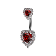 Banana silver with two hearts crystal red