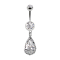 Banana silver with two balls Crystal silver pendant Oval crystal flowers set