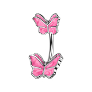 Banane silber mit zwei Schmetterlinge pink