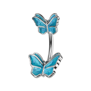 Banana silver with two butterflies blue