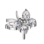 Threadless Schmetterling silber Kristalle silber